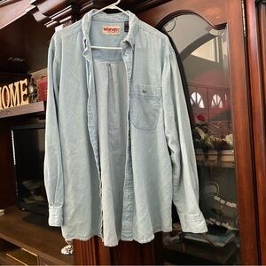 Vintage Wrangler Western Denim Button Up Men’s XL Light Wash Rugged Wear